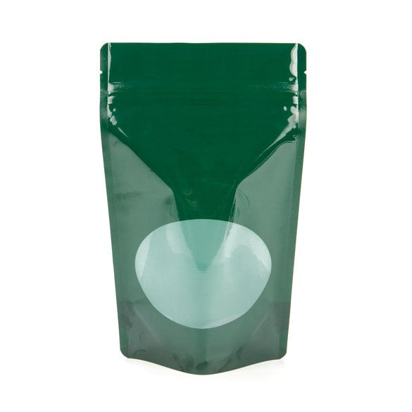 Stand Up Pouches Green with oval Window 13x7x20.5cm | 113 grams (100 pieces) [ZBGO3HG]