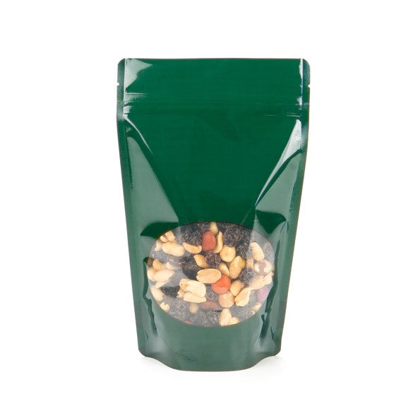 Stand Up Pouches Green with oval Window 13x7x20.5cm | 113 grams (100 pieces) [ZBGO3HG]