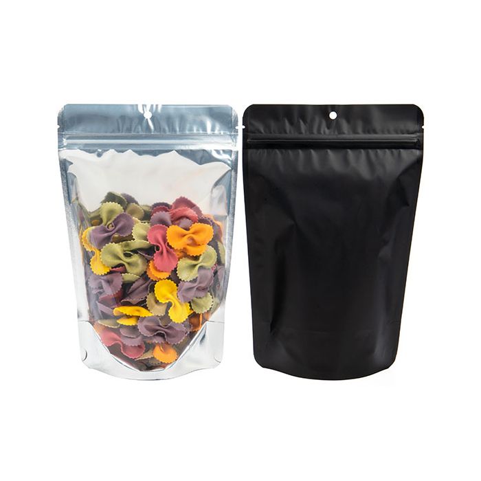 Black Backed Stand Up Zipper Pouch 15x9x23 cm with Hang Hole (100 Pieces) [ZBGB7H]