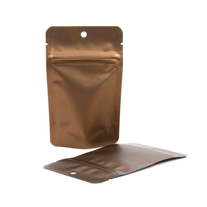 Bronze Metallized Zipper Pouch Bags 8x5x13 cm with Hang Hole (100 Pieces) [ZBGM1BZH]