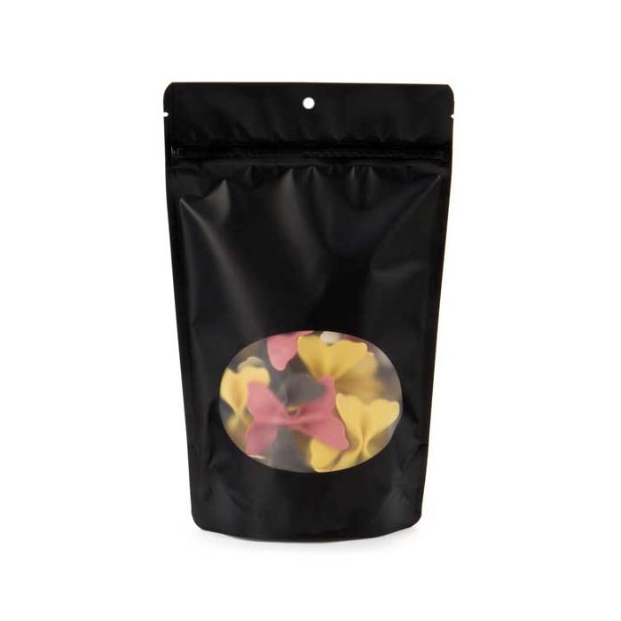 Stand Up Zipper Pouch Bags w/Oval Window Matte Black 14.9x8.9x23.2 cm (100 pieces) [ZBGO7MBH]