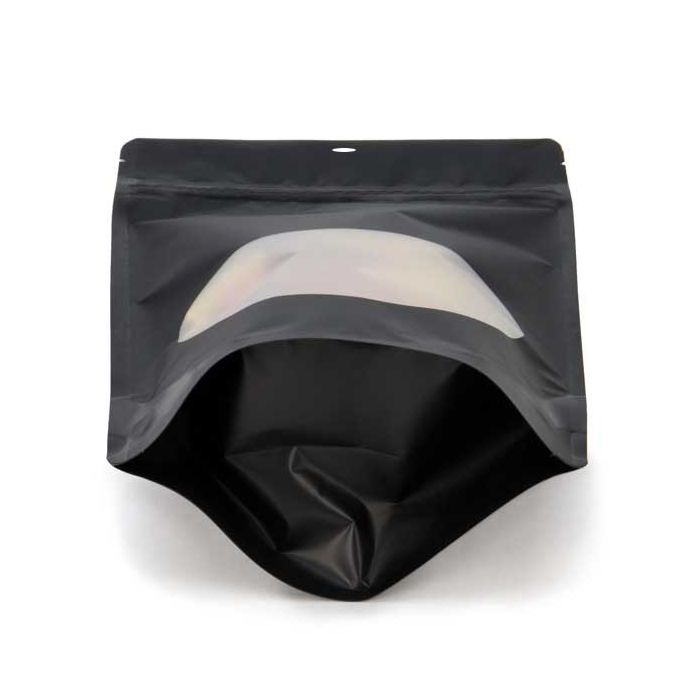 Stand Up Zipper Pouch Bags w/Oval Window Matte Black 14.9x8.9x23.2 cm (100 pieces) [ZBGO7MBH]