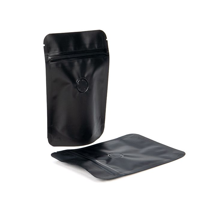 Stand Up Pouches Black 10,2x6x15,2cm w/Valve (100 Pieces) [ZBGM2MBV]