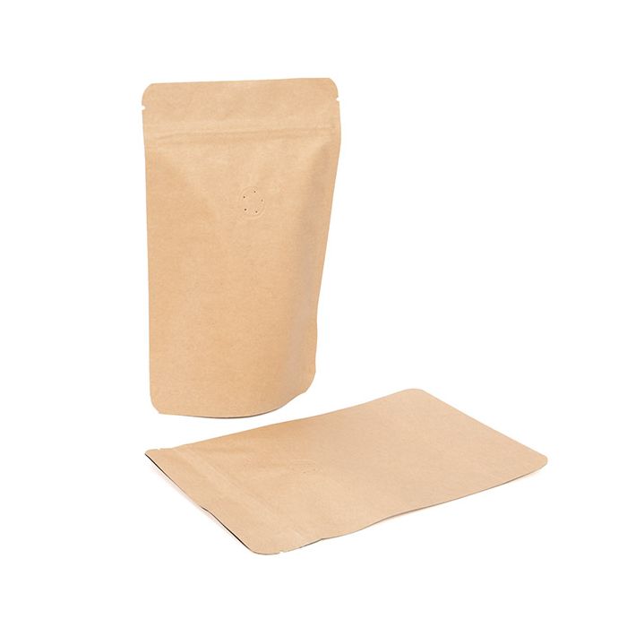 Stand Up Pouches Kraft 13x7,9x20,6cm w/Valve (100 Pieces) [ZBGM3K]