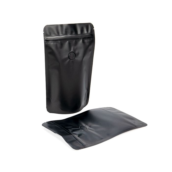 Stand Up Pouches Black 13x7,9x20,6cm w/Valve (100 Pieces) [ZBGM3MBV]