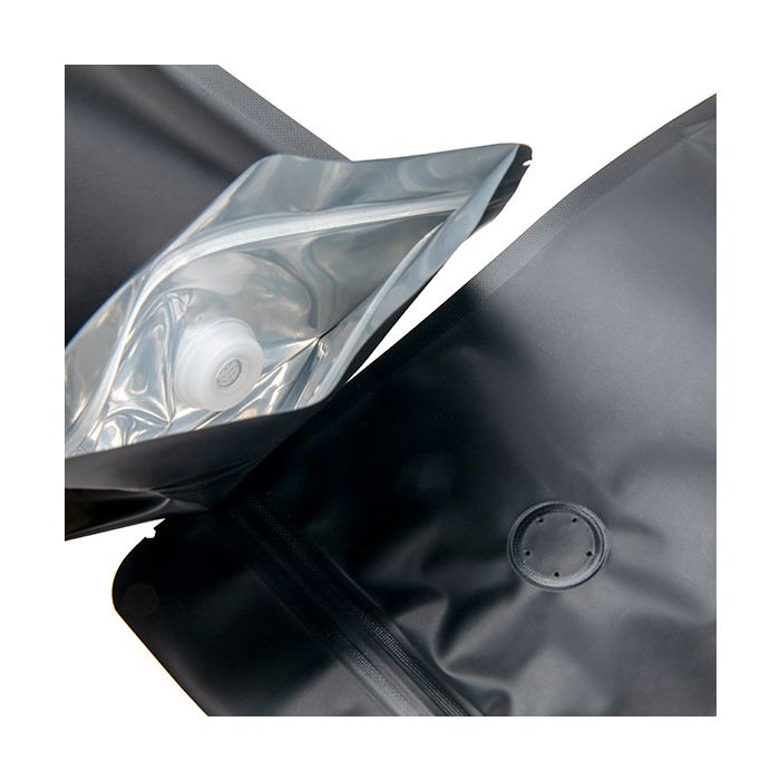 Stand Up Pouches Black 13x7,9x20,6cm w/Valve (100 Pieces) [ZBGM3MBV]