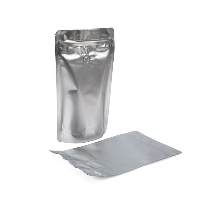 Stand Up Pouches Silver 17,1x8,9x28,6cm w/Valve (100 Pieces) [ZBGM4SV]