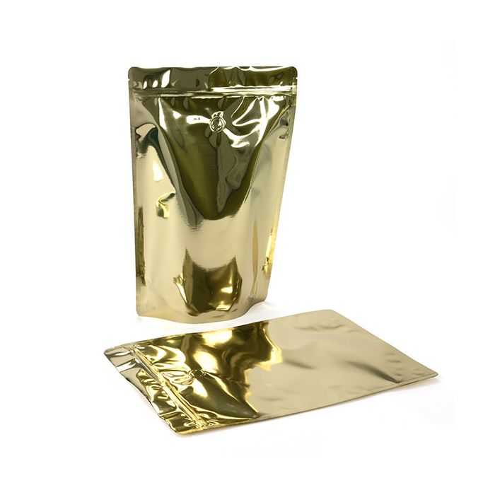 Stand Up Pouches Gold 22,9x12,1x34,3cm w/Valve (100 Pieces) [ZBGM6SGV]