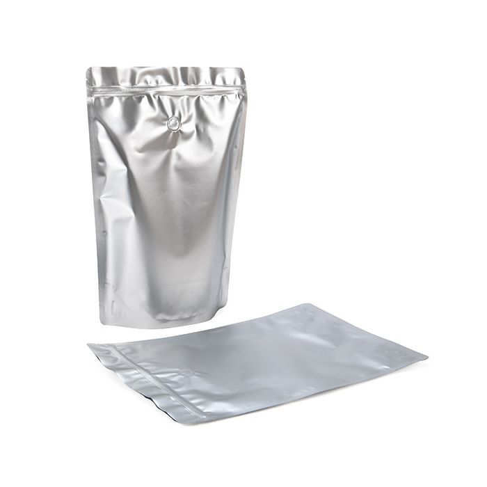 Stand Up Pouches Silver 22,9x12,1x34,3cm w/Valve (100 Pieces) [ZBGM6SV]