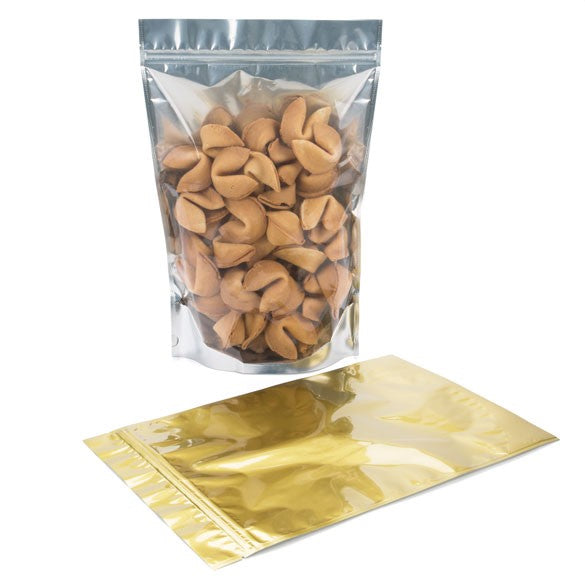 Stand Up Pouches Transparent/Gold 23x12x34.5cm | 907 grams (100 pieces) [ZBGG6]