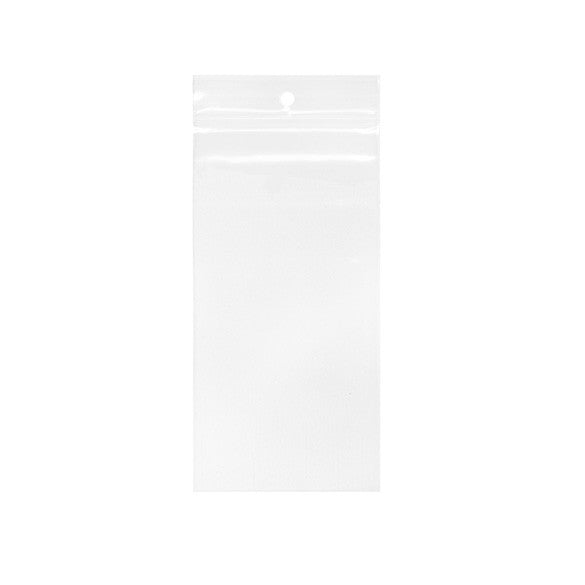 Grip Seal Bags with Hang hole 7.5x15cm Crystal Clear PP 50 micron (100 pieces) [ZR36]