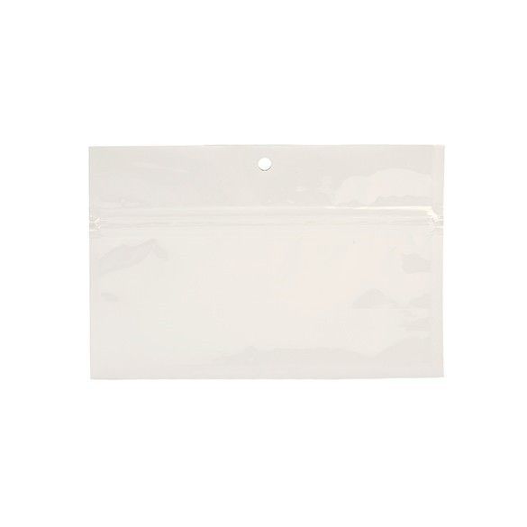 White Metallized Hanging Zipper Barrier Bags 15.2 x 7 cm (100 Pieces) [HZBB2MW]