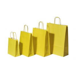 Paper Carrier Bags Yellow 32+12x41cm Kraft 100 grams (50 pieces) [PAM3241Y]