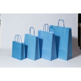 Paper Carrier Bags Blue 32+12x41cm Kraft 100 grams (50 pieces) [PAM3241BL]