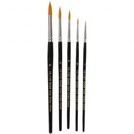 Gold Line Brushes, no. 1+4+8+12+18, L: 17-19 cm, W: 1-7 mm, round, 5 pc/ 1 pack [HOB-100265]