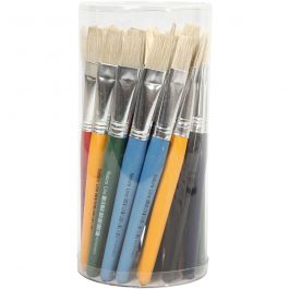Kids Paint Brushes, L: 19 cm, W: 15 mm, flat, 30 pc/ 1 pack [HOB-10351]