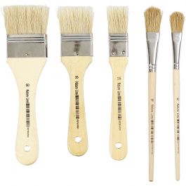 Varnish Brushes, no. 13+16+25+35+50, L: 18,5-21,5 cm, W: 13-50 mm, flat, 10 pc/ 1 pack [HOB-10488]
