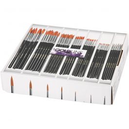 Gold Line Brushes, no. 1+2+4+8+12+18+22, L: 17-21 cm, W: 1-7 mm, round, 7x12 pc/ 1 pack [HOB-10748]