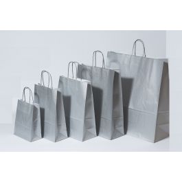Paper Carrier Bags Silver 32+12x41cm Kraft 100 grams (50 pieces) [PAM3241SI]
