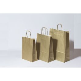 Paper Carrier Bags Gold 32+12x41cm Kraft 100 grams (50 pieces) [PAM3241GO]
