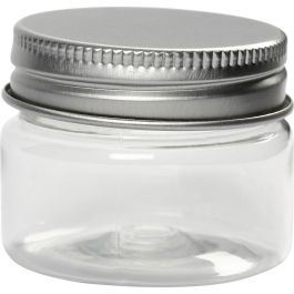 Plastic Jar with Screw-on Lid, H: 35 mm, D 40 mm, 10 pc/ 1 pack [HOB-13178]