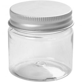 Plastic Jar with Screw-on Lid, H: 45 mm, D 44 mm, 50 ml, 10 pc/ 1 pack [HOB-13179]