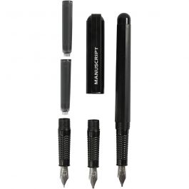 Beginners Calligraphy Set, black, W: 0,85-1,6 mm, 1 set [HOB-14195]