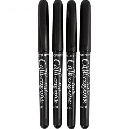 Calligraphy Marker, black, line 1,4+2,5+3,6+4,8 mm, 4 pc/ 1 pack [HOB-14197]