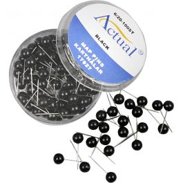 Map Pins, black, L: 17 mm, D 6 mm, 100 pc/ 1 pack [HOB-14252]
