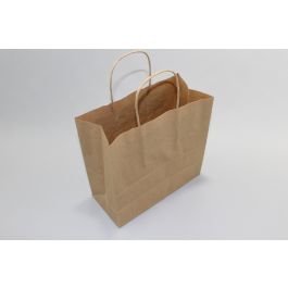 Paper Carrier Bags Brown 18x8x22cm Kraft 90 grams with twisted handles (50 pieces) [PAMB1822]
