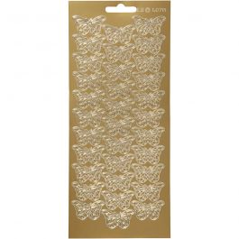 Stickers, gold, butterflies, 10x23 cm, 1 sheet [HOB-170010]