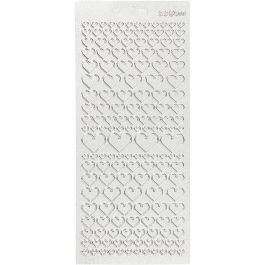 Stickers, silver, hearts, 10x23 cm, 1 sheet [HOB-170046]