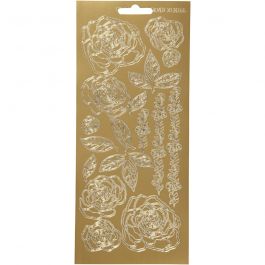 Stickers, gold, roses, 10x23 cm, 1 sheet [HOB-170079]