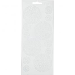 Stickers, white, flowers, 10x23 cm, 1 sheet [HOB-170098]