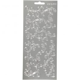 Stickers, silver, swirl, 10x23 cm, 1 sheet [HOB-170122]