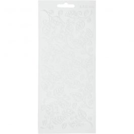 Stickers, white, leaves, 10x23 cm, 1 sheet [HOB-170126]