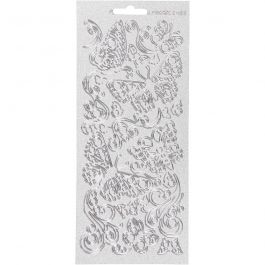 Stickers, silver, butterflies, 10x23 cm, 1 sheet [HOB-170132]