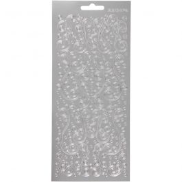 Stickers, silver, swirl, 10x23 cm, 1 sheet [HOB-170160]