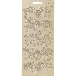 Stickers, gold, roses, 10x23 cm, 1 sheet [HOB-170161]