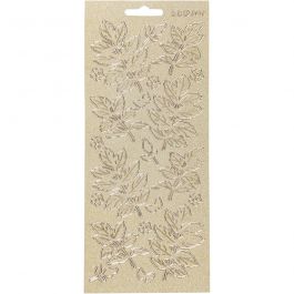 Stickers, gold, leaves, 10x23 cm, 1 sheet [HOB-170173]