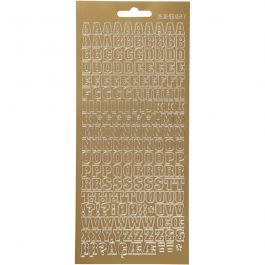 Stickers, gold, alphabet, 10x23 cm, 1 sheet [HOB-170214]