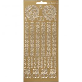 Stickers, gold, jubilee numbers, 10x23 cm, 1 sheet [HOB-170216]