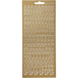 Stickers, gold, alphabet, 10x23 cm, 1 sheet [HOB-170224]