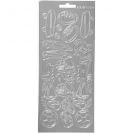 Stickers, silver, sport, 10x23 cm, 1 sheet [HOB-170233]