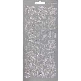 Stickers, silver, twigs, 10x23 cm, 1 sheet [HOB-170237]