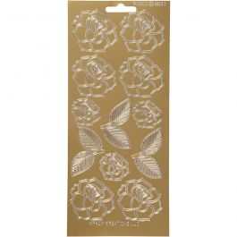 Stickers, gold, roses, 10x23 cm, 1 sheet [HOB-170244]
