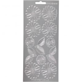 Stickers, silver, daisies, 10x23 cm, 1 sheet [HOB-170247]