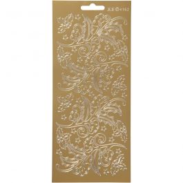 Stickers, gold, holly, 10x23 cm, 1 sheet [HOB-170252]