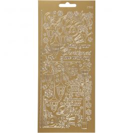 Stickers, gold, lanterns, 10x23 cm, 1 sheet [HOB-170254]