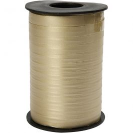 Curling Ribbon, gold, W: 10 mm, matt, 250 m/ 1 roll [HOB-20034]